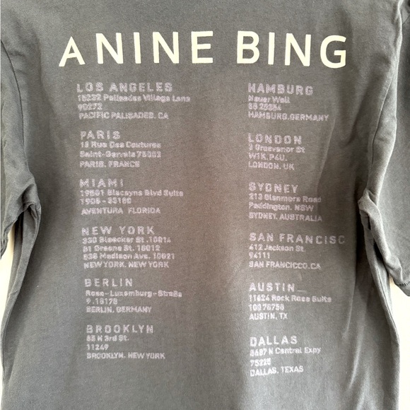 Anine Bing Joel Stardust Tee in Washed Black – Size Small - Picture 5 of 6